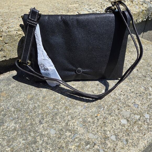 J Jill Crossbody bag Black Pebble Leather Purse - Picture 1 of 13